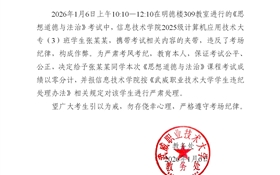 2025-2026學年第一學期期末考試學生違紀作弊通報（六）